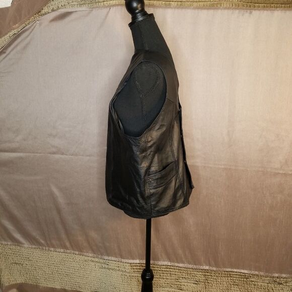 WILDA Snap Closure Leather Vest Large - Picture 5 of 8